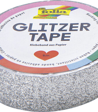 folia deco plakband glittertape, 15 mm x 5 m, zilver