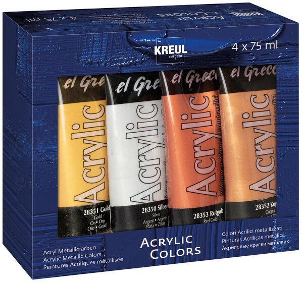 KREUL acrylverf el Greco Acrylic metallic, 75 ml, set van 4