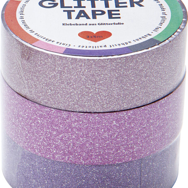 folia deco plakband 'Glitter Tape', roze/roze/lila