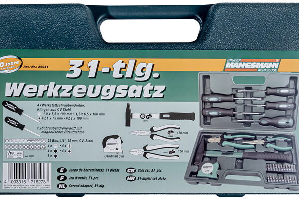 BRÜDER MANNESMANN gereedschapset, 31-delig, in koffer
