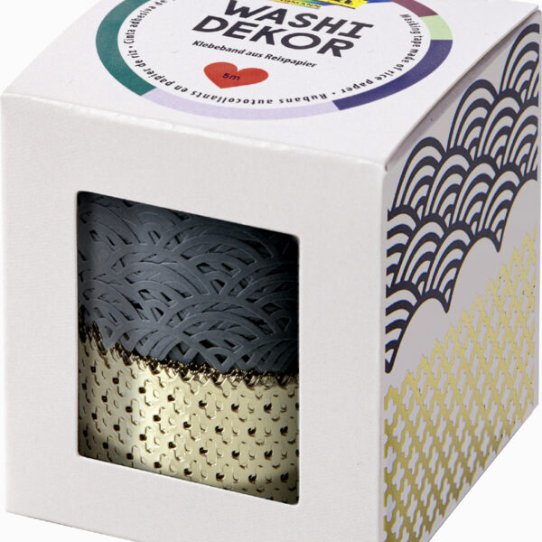 folia Deco-rand Washi-Dekor, grijs / goud, set van 2