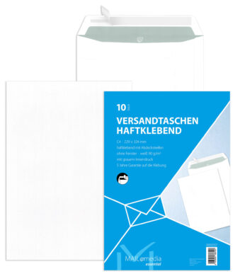 MAILmedia akte-envelop offset wit, C4, 22,9 x 32,4 cm, zonder venster, zelfklevend, 10 st.