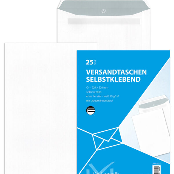 MAILmedia akte-envelop wit, C4, 22,9 x 32,4 cm, zonder venster, zelfklevend, 25 st.