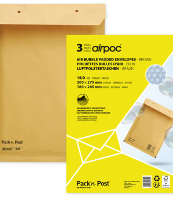 MAILmedia luchtkussen-enveloppen, type D14, bruin, 14 g, 17,5x26,5 cm, zelfklevend, 3 st.