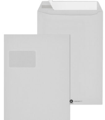 MAILmedia akte-envelop C4, 22,9 x 32,4 cm, Recycling grijs, met venster, zelfklevend, 250 st.