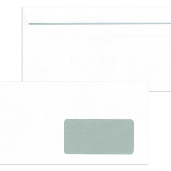 MAILmedia envelop, 110x220 mm, 80 g/m2, wit, venster re. 45x90 mm, zelfkl., 1.000 st