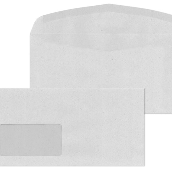 MAILmedia envelop Kuvermatic 114 x 229 mm, recycl. grijs, gegomd, venster li. 45x90 mm, 1.000 st