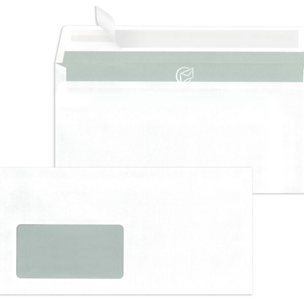 MAILmedia envelop 110x220 mm, 80 g/m2, wit, venster li. 45x90 mm, zelfklevend, 1.000 st