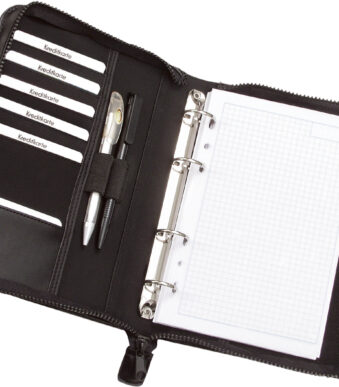 Alassio schrijfmap met ringband ´LUINO´, A5, kunstleer, zwart