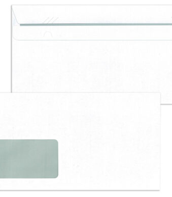 MAILmedia envelop 110x220 mm, 75 g/m2, wit, zelfkl. venster li. 45x90 mm, 1.000 st