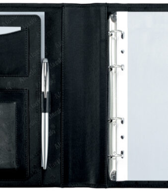 Alassio schrijfmap met ringband ´BENACO´, A5, nappa-leer, zwart