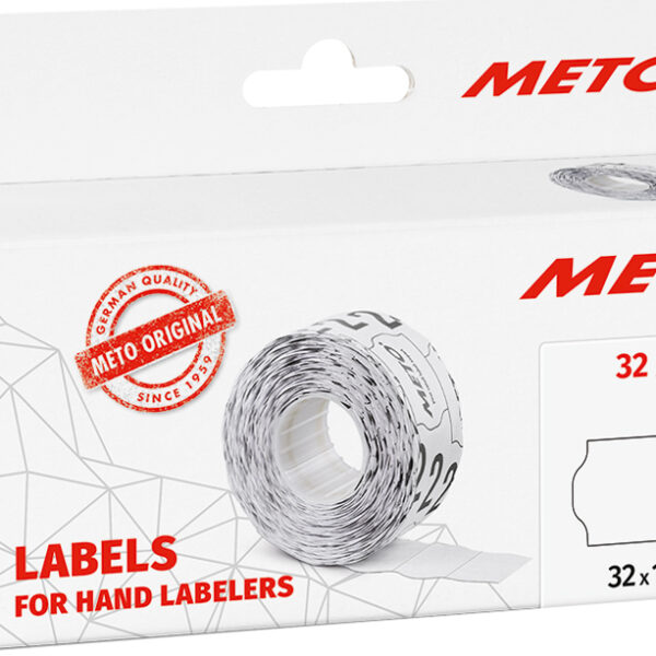METO etiketten voor prijstang, 32 x 19 mm, wit