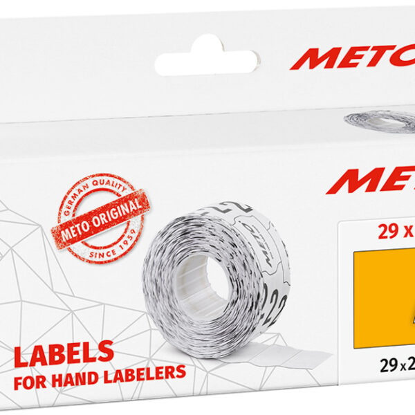 METO etiketten voor prijstang, 29 x 28 mm, fluor oranje