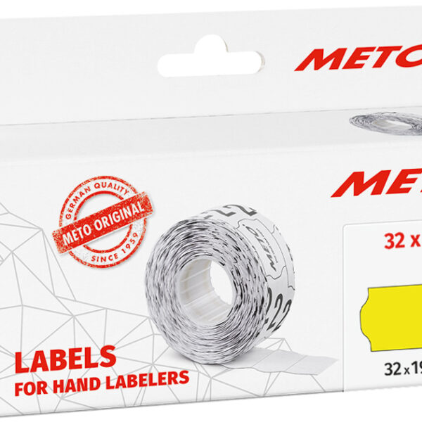 METO etiketten voor prijstang, 32 x 19 mm, fluor geel