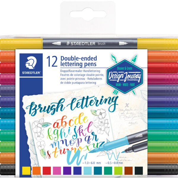 STAEDTLER dubbele viltstift brush letter duo, 12 stuks in etui