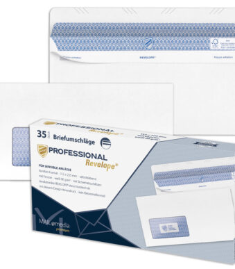 MAILmedia envelop REVELOPE, 112x225 mm, wit, venster li. 45x90 mm, 90 g/m2, zelfkl. 35 st