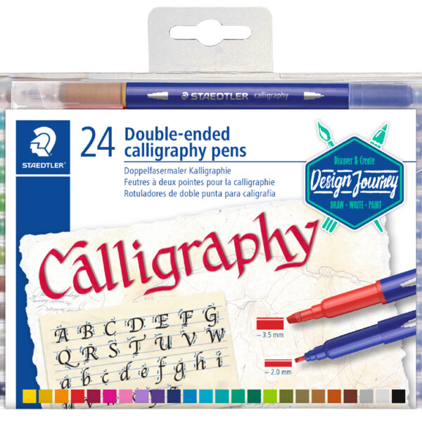 STAEDTLER kalligrafie-dubbele-vezelstift, 24 stuks in etui