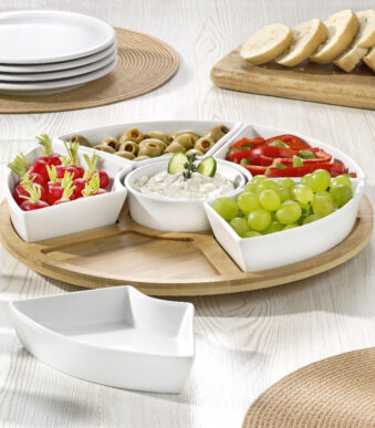 Esmeyer serveerset SUSAN, van hout/porselein, 7-delig