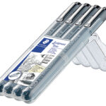 STAEDTLER Pigmentliner, zwart, 4 stuks in etui