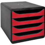 EXACOMPTA schuifladenbox BIG-BOX, 4 lades, karmozijnrood