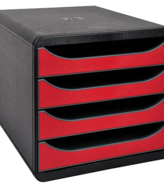 EXACOMPTA schuifladenbox BIG-BOX, 4 lades, karmozijnrood
