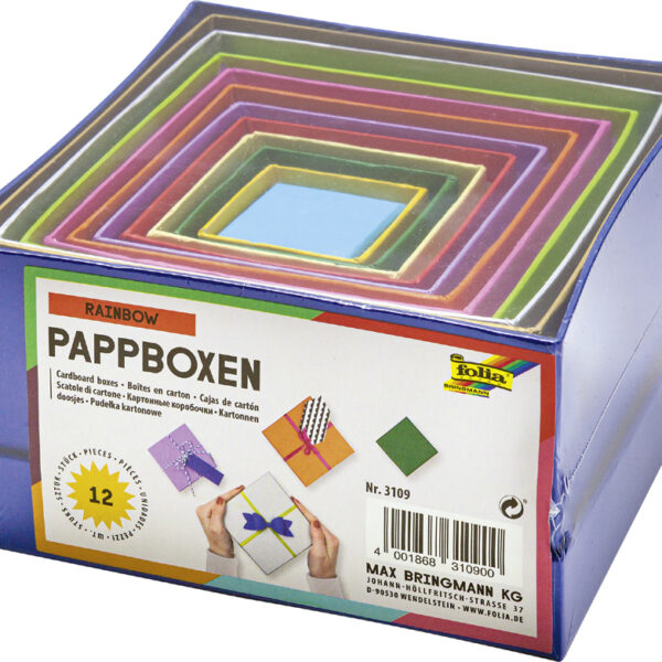 folia geschenkdozen 'Vierkant', 12 stuks maat en kleur assorti