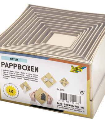 folia kartonnen dozen NATUREL, vierkant, 12 stuks assorti