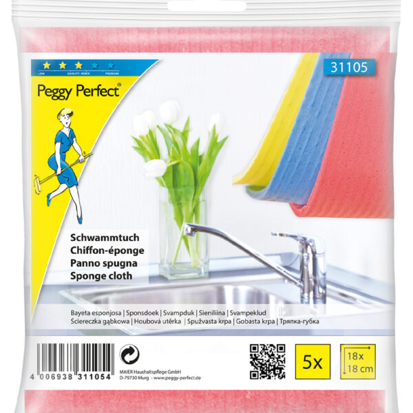 Peggy Perfect sponsdoek, 180 x 180 mm, 5 in een pak