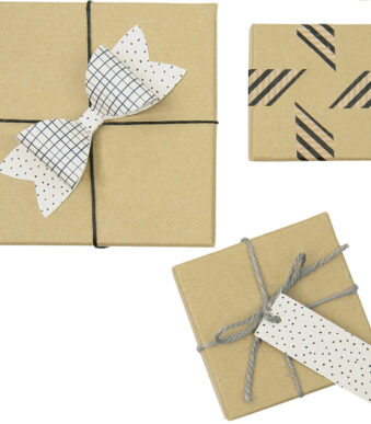 folia kartonnen dozen NATUREL, vierkant, 12 stuks assorti