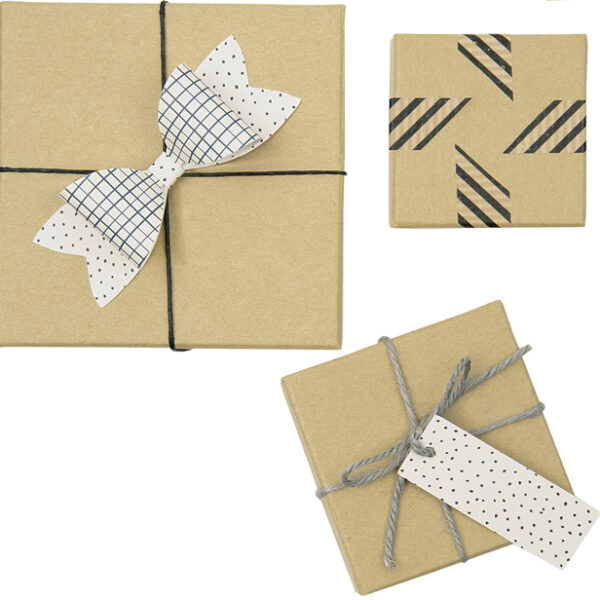 folia kartonnen dozen NATUREL, vierkant, 12 stuks assorti