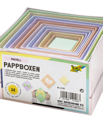 folia kartonnen dozen PASTEL, vierkant, 12 stuks assorti