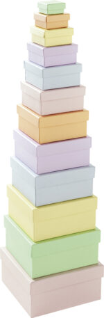 folia kartonnen dozen PASTEL, vierkant, 12 stuks assorti
