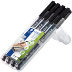 STAEDTLER Lumocolor permanent marker 318F, zwart, 4 stuks in etui