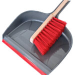 Peggy Perfect bouwplaats-stoffer en blik, grijs/rood