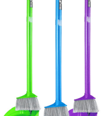 Peggy Perfect stoffer en blik met lange steel, met rubberen rand