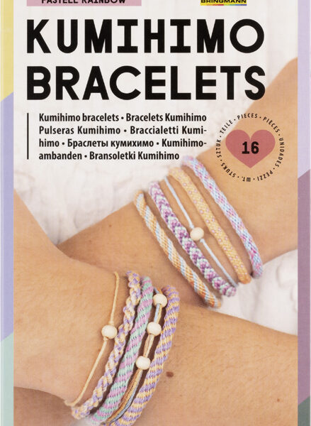 folia Kumihimo armbandenset PASTELL RAINBOW, 16-delig