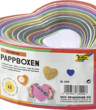 folia geschenkdozen 'Harten',12 stuks maat en kleur assorti