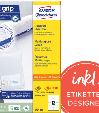 AVERY etiketten, 105 x 48 mm, wit, 220 vel, permanent