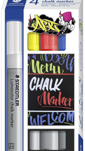 STAEDTLER Lumocolor krijtmarker chalk marker, 4 stuks in etui