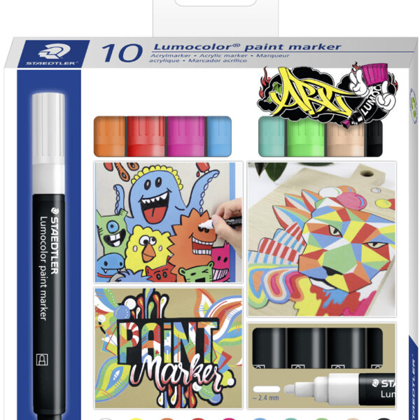 STAEDTLER Lumocolor Acrylmarker paint marker, 10 stuks in etui