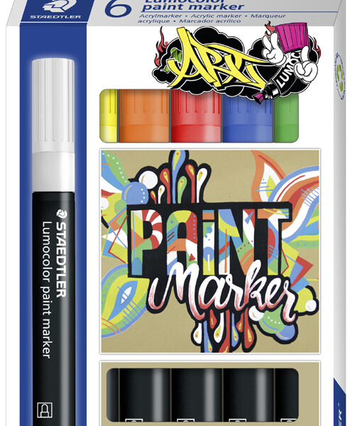 STAEDTLER Lumocolor Acrylmarker paint marker, 6 stuks in etui
