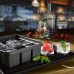 APS ijsblokjesbakje met deksel, transparant / grijs, set van 2