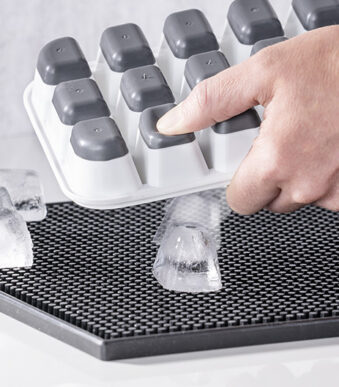 APS ijsblokjesvorm met deksel, transparant / grijs, set van 2