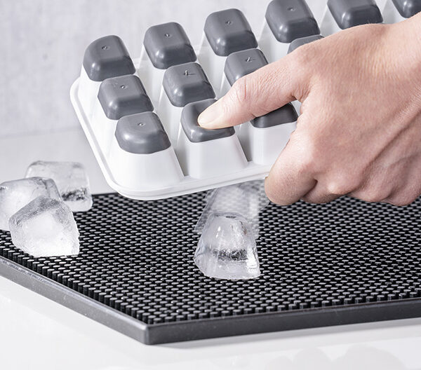 APS ijsblokjesvorm met deksel, transparant / grijs, set van 2