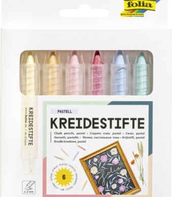 folia krijtstiftenset PASTEL, kleuren assorti, 6 stuks in etui