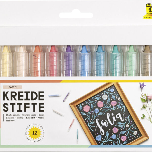folia krijtstiftenset, kleuren assorti, 12 in etui