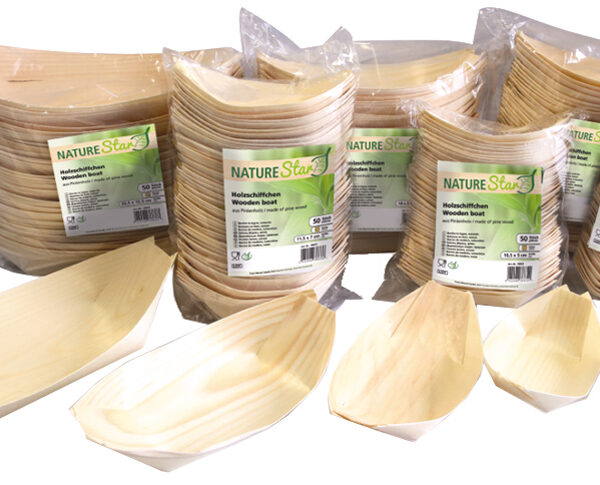 NATURE Star houten scheepje, 65 x 42 mm