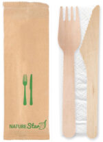NATURE Star bestekset 'Double', van berkenhout, 3-delig