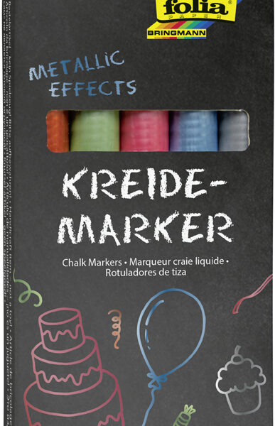 folia krijtmarker ´metallic Effects´, 5 stuks in set
