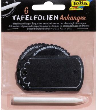 folia krijtfolie-label incl. speksteenstift, zwart